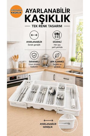 Ayarlanabilir Kaşıklık Organizer – Genişleyebilir Çekmece İçi Düzenleyici