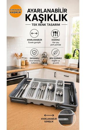 Ayarlanabilir Kaşıklık Organizer – Genişleyebilir Çekmece İçi Düzenleyici