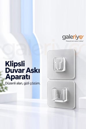 Kendinden Yapışkanlı Çift Taraflı Yapışkanlı Klipsli Duvar Askısı 10 Adet