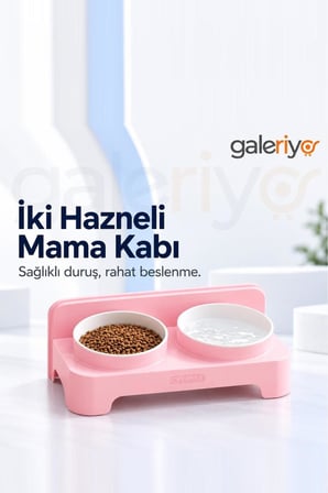 İki Hazneli Mama Kabı Pembe