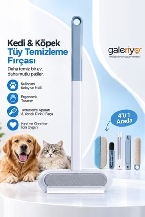 Çok Fonksiyonlu Evcil Hayvan Tüy Alma Fırçası 4 Parça