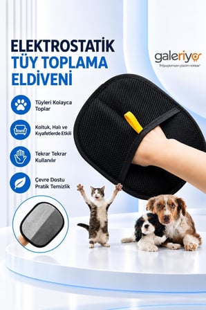 Elektrostatik Tüy Toplama Eldiveni Evcil Hayvan Koltuk Halı Tüy Temizleyici Eldiven Siyah