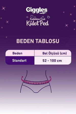 Giggles Külot Ped 52-100 Bel Ölçüsü 360° Esnek Beden Sızdırmaz Regl Gece Külodu 1 Paket 4 Adet