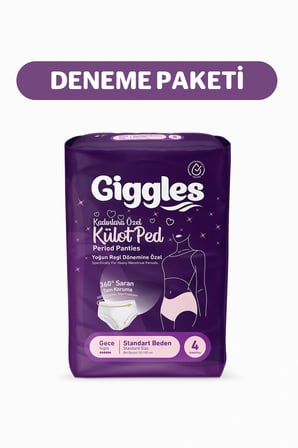 Giggles Külot Ped 52-100 Bel Ölçüsü 360° Esnek Beden Sızdırmaz Regl Gece Külodu 1 Paket 4 Adet