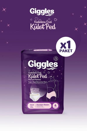 Giggles Külot Ped 52-100 Bel Ölçüsü 360° Esnek Beden Sızdırmaz Regl Gece Külodu 1 Paket 4 Adet