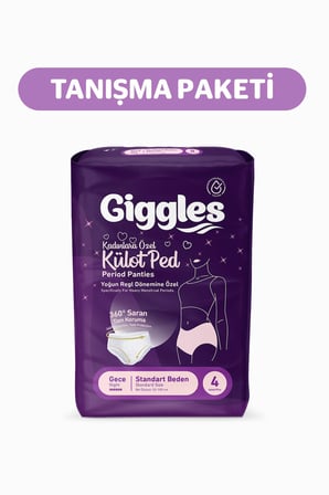 Giggles Külot Ped 52-100 Bel Ölçüsü 360° Esnek Beden Sızdırmaz Regl Gece Külodu 3 Paket 12 Adet