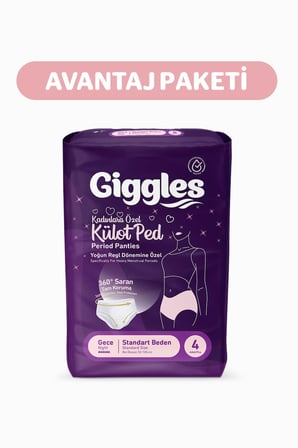 Giggles Külot Ped 52-100 Bel Ölçüsü 360° Esnek Beden Sızdırmaz Regl Gece Külodu 5 Paket 20 Adet