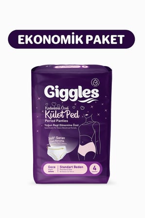 Giggles Külot Ped 52-100 Bel Ölçüsü 360° Esnek Beden Sızdırmaz Regl Gece Külodu 10 Paket 40 Adet