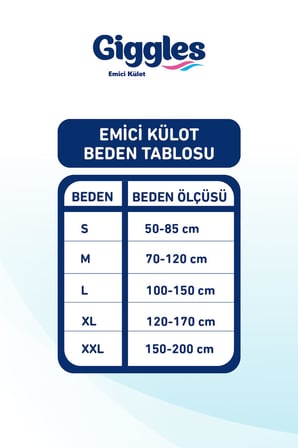 Giggles Yetişkin Emici Külot Bez Small Bel Ölçüsü 50-90cm Islaklık Göstergeli 30'lu 1 Paket 30 Adet