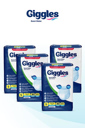 Giggles Yetişkin Emici Külot Bez Small Bel Ölçüsü 50-90cm Islaklık Göstergeli 30'lu 4 Paket 120 Adet