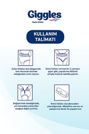 Giggles Yetişkin Emici Külot Bez Small Bel Ölçüsü 50-90cm Islaklık Göstergeli 30'lu 3 Paket 90 Adet