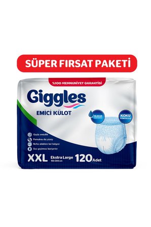 Giggles Yetişkin Emici Külot Bez XXLarge Bel Ölçüsü 170+cm Islaklık Göstergeli 30'lu 4 Paket 120 Adet
