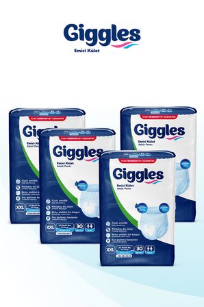 Giggles Yetişkin Emici Külot Bez XXLarge Bel Ölçüsü 170+cm Islaklık Göstergeli 30'lu 4 Paket 120 Adet