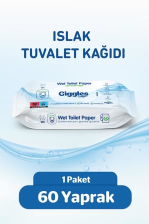 Giggles Islak Tuvalet Kağıdı Suda Çözünen Tuvalete Klozete Atılabilir Mendil 1 Paket 60 Adet
