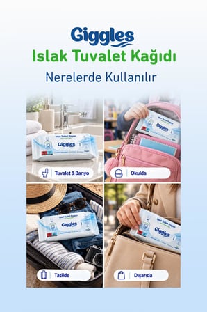 Giggles Islak Tuvalet Kağıdı Suda Çözünen Tuvalete Klozete Atılabilir Mendil 3 Paket 180 Adet