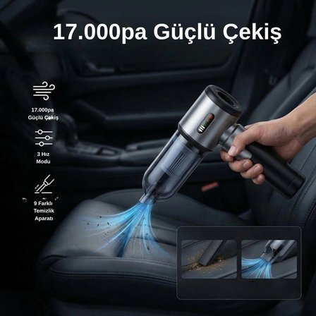 Laiser VT-130 17.000Pa 5 In 1 Pompa Özellikli Yedek Bataryalı Araç İçi süpürge 