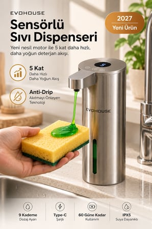 Otomatik Sensörlü Sıvı Sabun Dispenseri Paslanmaz Çelik INOX - P25 Model