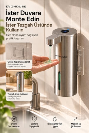 Otomatik Sensörlü Sıvı Sabun Dispenseri Paslanmaz Çelik INOX - P25 Model