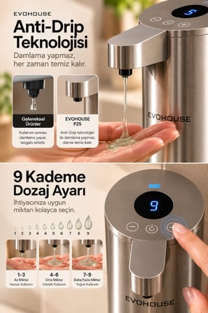 Otomatik Sensörlü Sıvı Sabun Dispenseri Paslanmaz Çelik INOX - P25 Model