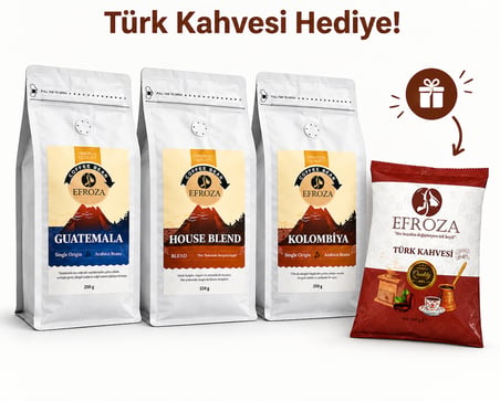 Taze Kavrum 250 gr'lık House Blend & Guatemala & Kolombiya Üçlüsü - Türk kahvesi Hediye - Kaliteli Çekirdekler