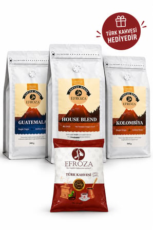 Taze Kavrum 500 gr'lık House Blend & Guatemala & Kolombiya Üçlüsü - Türk kahvesi Hediye - Kaliteli Çekirdekler