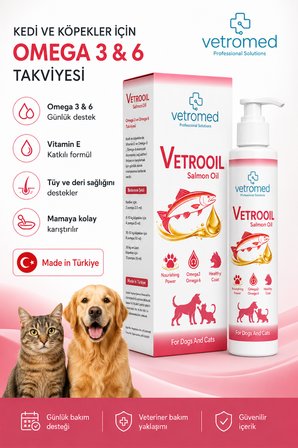 Vetrooil Salmon Oil Omega 3 & 6 Kedi ve Köpekler İçin Somon Yağı 250 ml