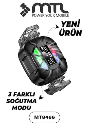 Telefon Tablet Soğutucu Fan | Magsafe Uyumlu, Klipsli, RGB, 3 Kademeli Siyah MT8466