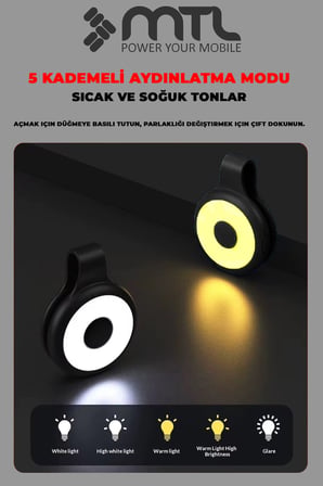 Manyetik Klipsli Taşınabilir Mini LED Selfie Işık, Şarj Edilebilir, 5 Mod, Evcil Hayvan Tasması İçin, Çok Amaçlı MT6802
