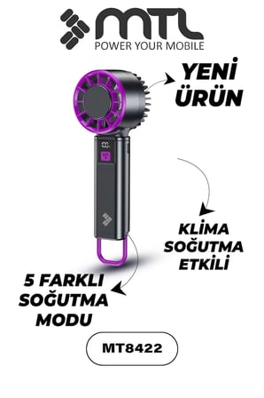 Peltier Buz Soğutmalı El Vantilatörü | 5 Kademe, 3600mAh, 15000 RPM, USB-C, Masa Standlı MT8422