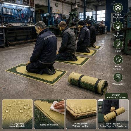 Taşınabilir Namaz Matı - Rulo Seccade, Yıkanabilir, Isı Yalıtımlı