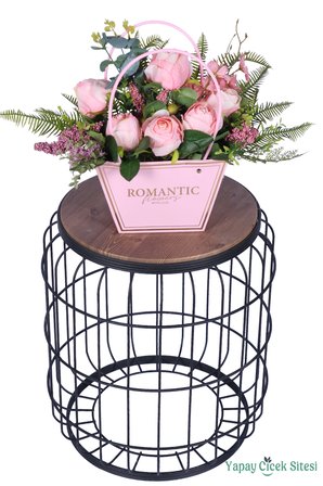 Yapay Çiçek Sitesi Yapay Çiçekli Romantic Çantalı Aranjman Model 9