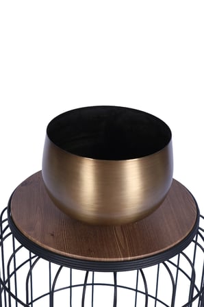 Yapay Çiçek Sitesi Metal Dekoratif Saksı 17 Cm Bronz