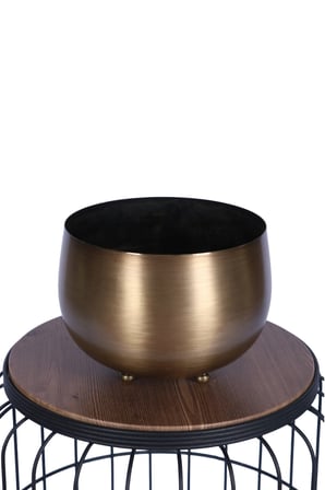 Yapay Çiçek Sitesi Metal Dekoratif Saksı 17 Cm Bronz