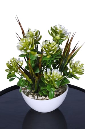 Yapay Çiçek Sitesi Mini Saksıda Yapay Sukulent Bahçesi 26 cm