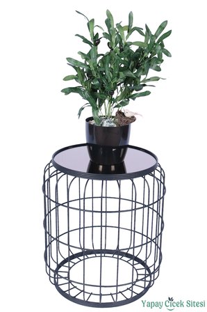 Yapay Çiçek Sitesi Siyah Plastik Saksıda Yapay Zeytin Ağacı 50 cm