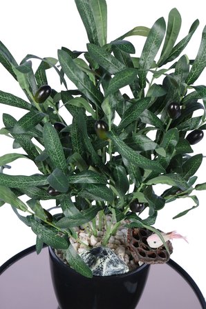 Yapay Çiçek Sitesi Siyah Plastik Saksıda Yapay Zeytin Ağacı 50 cm