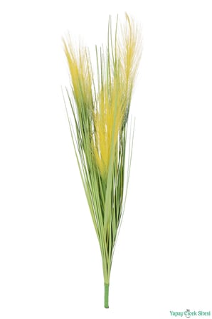 Yapay Çiçek Sitesi Yapay Tüylü Saz 72cm Demeti Sarı-Yeşil