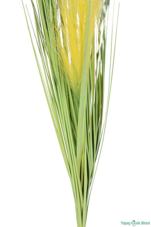 Yapay Çiçek Sitesi Yapay Tüylü Saz 72cm Demeti Sarı-Yeşil