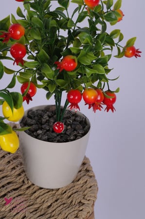 Yapay Çiçek Sitesi Plastik Saksıda Yapay Mini Limon & Nar Tanzimi 2’li Set 33 cm