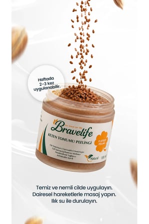Bravelife Keten Tohumlu Panthenollü Yüz Peelingi 100 ml 2'li Set