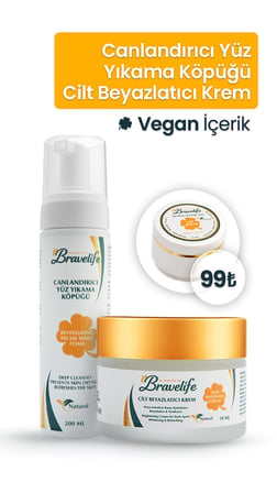 Bravelife Canlandırıcı Yüz Yıkama Köpüğü ve Cilt Beyazlatıcı Krem 2’li Bakım Seti