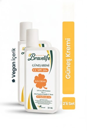 Aydınlatıcı Ton Eşitleyici C Vitamini Nemlendirici Vegan Güneş Koruyucu Krem Spf 50+ 2'li Set