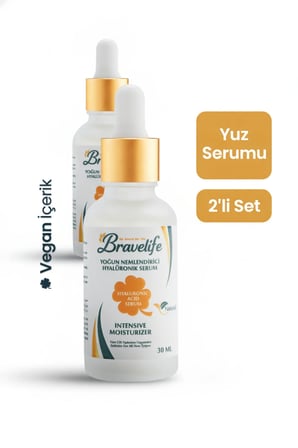 Yoğun Nemlendirici Aloe Vera Panthenol B5 Vitamin Vegan Hyaluronic Asit Serum 30 ML 2'li Set