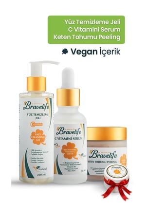 Leke Karşıtı Gözenek Sıkılaştırıcı Aloe Vera Aydınlatıcı Jel-C vitamini Serum-Keten Tohumu Peeling
