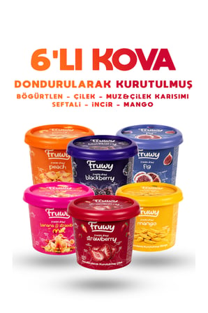 Freeze Dried Kova 6'lı Paket (Çilek, Mango, Böğürtlen, Şeftali, İncir, Muz & Çilek Karışımı)