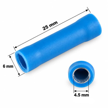 Powermaster PM-39055 1,5-2,5Mm2 Kesit 25X6x4,5Mm Soket Mavi İzoleli Kablo Pabucu (100'Lü Paket)