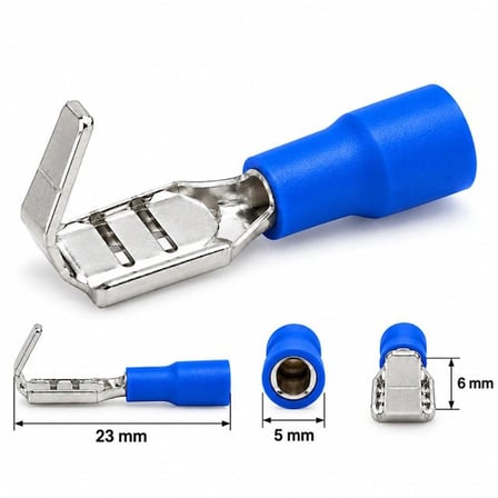 Powermaster PM-39056 1,5-2,5Mm2 Kesit 23X6x5mm Soket Mavi İzoleli Kablo Pabucu (100'Lü Paket)