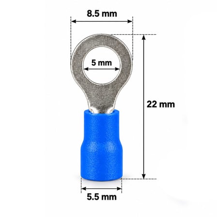 Powermaster PM-39058 1,5-2,5Mm2 Kesit 25X11x6mm Soket Mavi İzoleli Kablo Pabucu (100'Lü Paket)