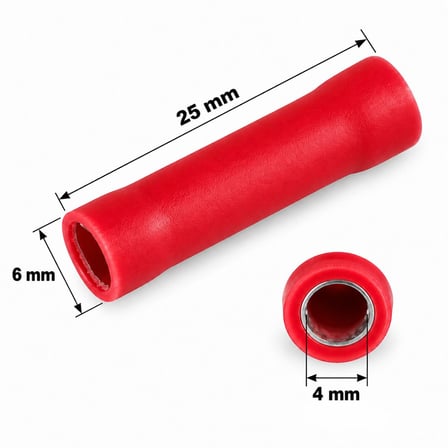 Powermaster PM-39055 0,5-1,5Mm2 Kesit 25X6x4mm Soket Kırmızı İzoleli Kablo Pabucu (100'Lü Paket)