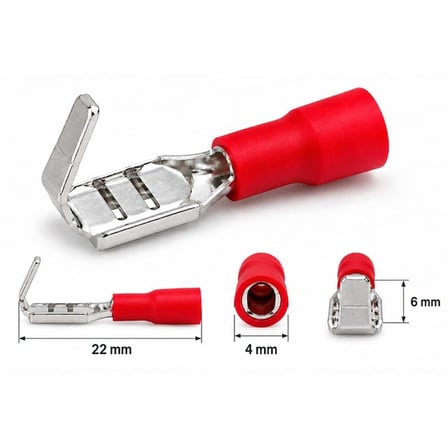Powermaster PM-39066 0,5-1,5Mm2 Kesit 23X5x6mm Soket Kırmızı İzoleli Kablo Pabucu (100'Lüpaket)